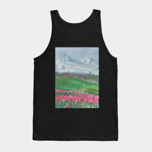 Landscape with mountains and flowers Tank Top